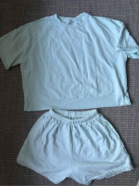 Daily Drills Cropped Shorts Set in Light Mint